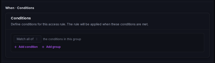 The condition builder: match requests by IP, location, headers and more using AND/OR logic.