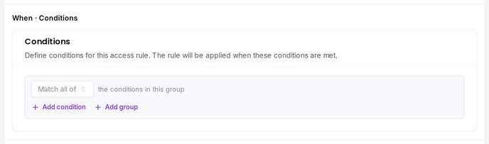 The condition builder: match requests by IP, location, headers and more using AND/OR logic.
