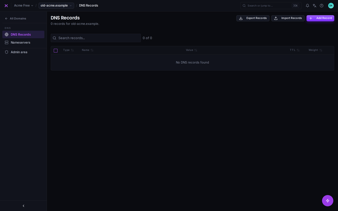 DNS management: edit a domain's DNS records.