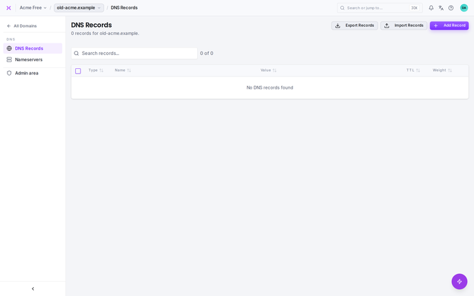 DNS management: edit a domain's DNS records.