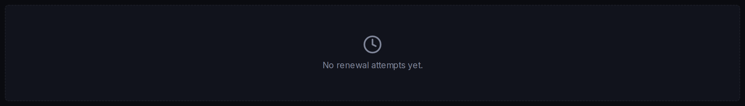 The Attempts tab: each certificate generation and renewal attempt, expandable into its individual steps and any error.