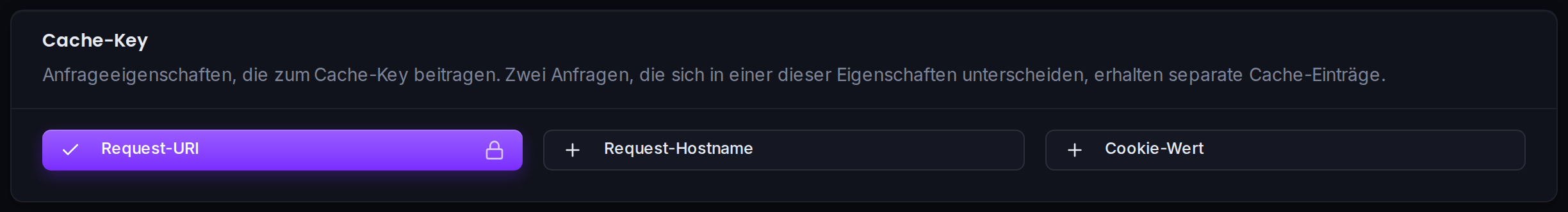 Die Cache-Key-Karte: welche Anfrageeigenschaften zum Key beitragen.