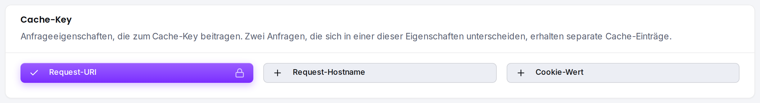 Die Cache-Key-Karte: welche Anfrageeigenschaften zum Key beitragen.